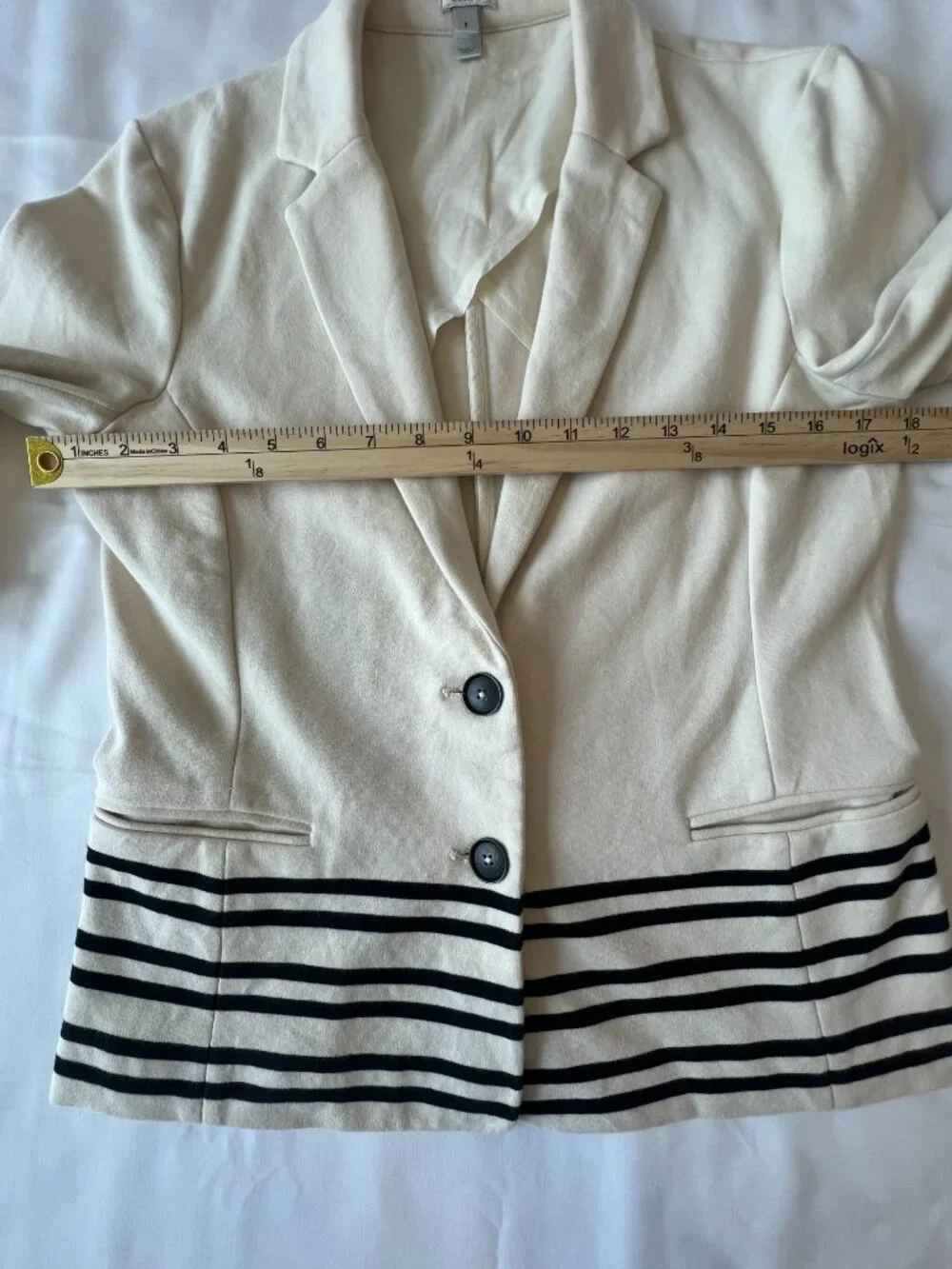 J Crew Academy Schoolboy Blazer Cream Navy Stripe Size S Jacket Nautical Preppy